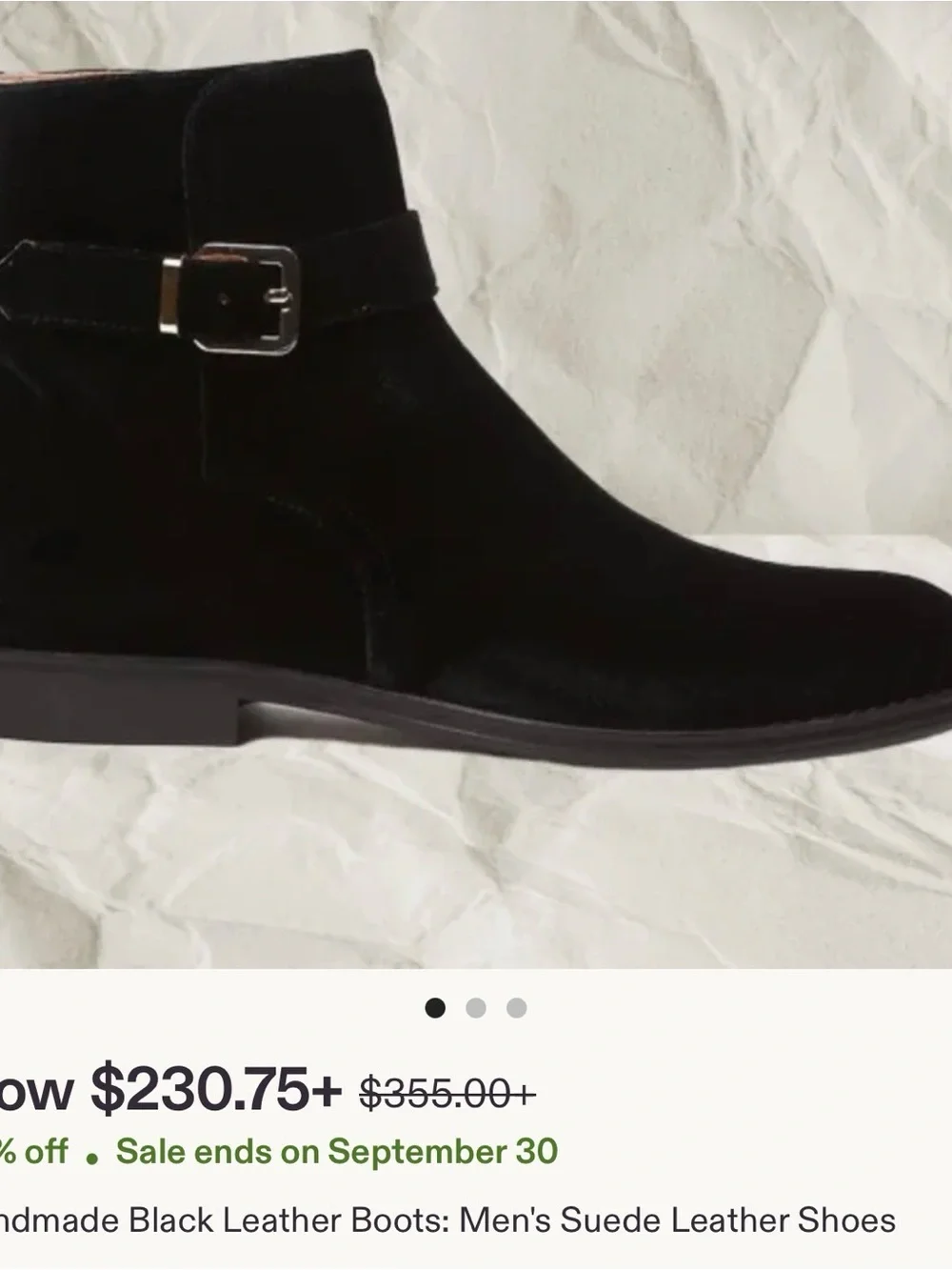Men's Black Suede Ankle Boots with Buckle Strap